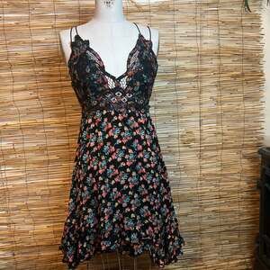 Free People Women's Adella Floral Print Sleeveless Slip Mini Dress